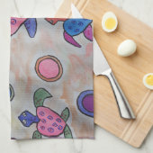 ウミガメ&サークルティータオル キッチンタオル (四つ折り)