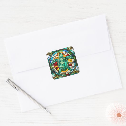 ウミガメ スクエアシール (封筒)