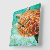 ウミガメ スクエア壁時計 (傾斜)