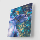 ウミガメ スクエア壁時計 (傾斜)