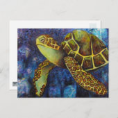 ウミガメ、テクスチャアート製品 ポストカード (正面/裏面)