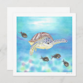 ウミガメ フラット ノートカード サンキューカード (正面/裏面)