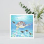 ウミガメ フラット ノートカード サンキューカード (スタンド正面)