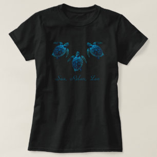 ウミガメ、ブルーデジタルスケッチTシャツ Tシャツ