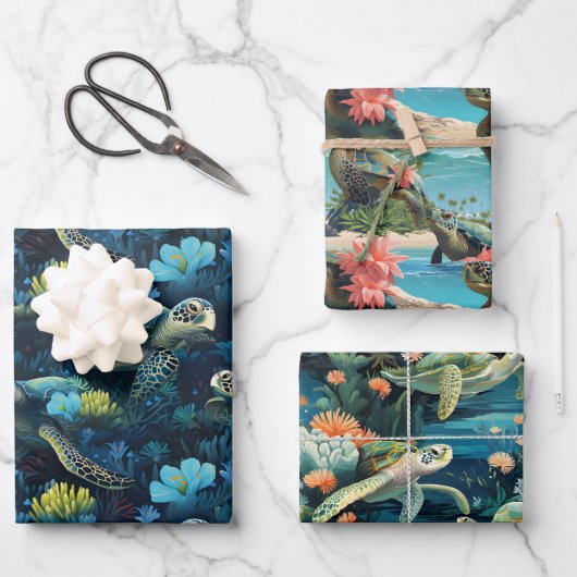 ウミガメ ラッピングペーパーシート (正面)