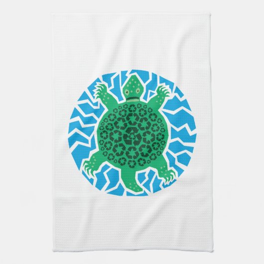 ウミガメ、リサイクル キッチンタオル (縦)