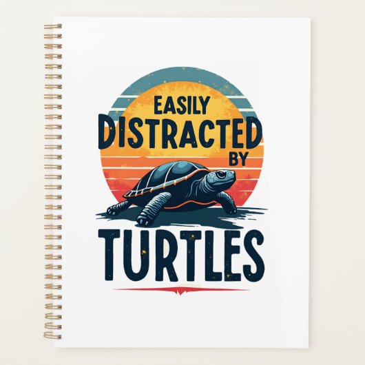 ウミガメ+ヴィンテージ+Turtle+海+ウミガメに簡単に気を取られる プランナー手帳 (正面)