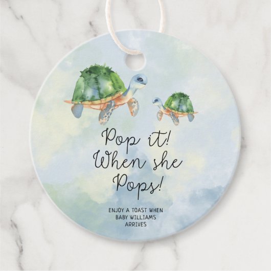 ウミガメ – 彼女ポップ・アートのがポップメッセージカード フェイバータグ (正面)