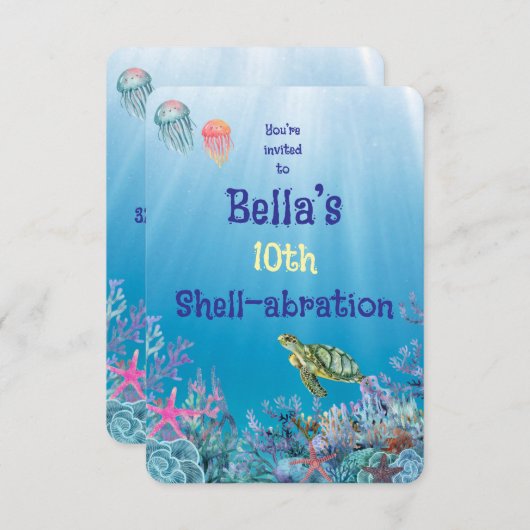 ウミガメ 招待状 (正面/裏面)