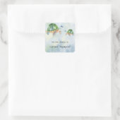 ウミガメ - 書籍プレート、赤ちゃんのための本 スクエアシール (バッグ)