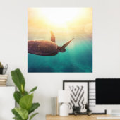 ウミガメ – 水中自然撮影 ポスター (ホームオフィス)