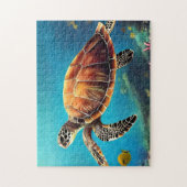 ウミガメ(水色) ジグソーパズル (縦)