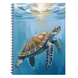 ウミガメ 海の生き物 水彩画 ノートブック