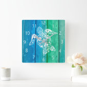 ウミガメ |海カラフルウォーター スクエア壁時計 (ホーム)