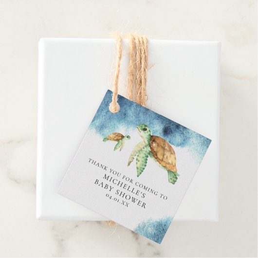 ウミガメ |海ベビーシャワーメッセージカード フェイバータグ (インサイチュ)
