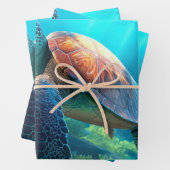 ウミガメ、熱帯魚、サンゴ(青海) ラッピングペーパーシート (インサイチュ)