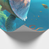 ウミガメ、熱帯魚、サンゴ(青海) ラッピングペーパー (角)