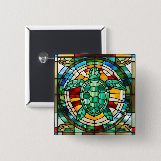 ウミガメ 缶バッジ (正面&裏面)