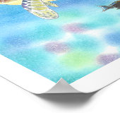 ウミガメ　色鉛筆画　アート ポスター (角)