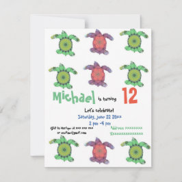 ウミガメ、誕生日パーティーの招待 招待状