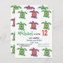 ウミガメ、誕生日パーティーの招待 招待状