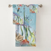 ウミガメ、貝殻、動植物 バスタオルセット (インサイチュ)