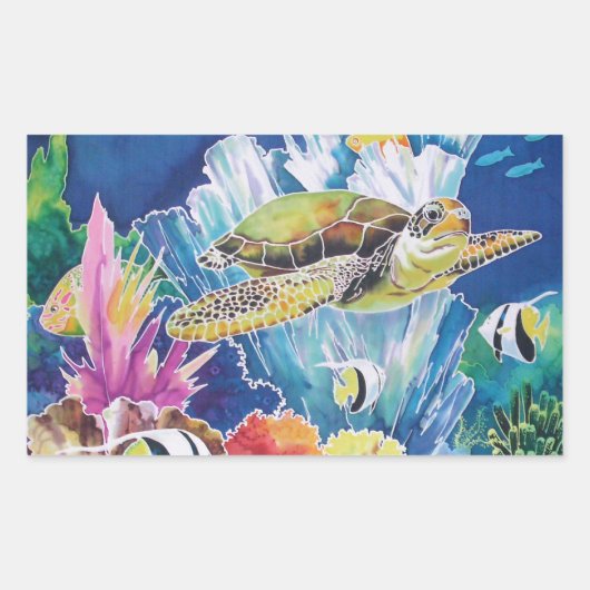 ウミガメ 長方形シール (正面)
