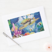 ウミガメ 長方形シール (封筒)