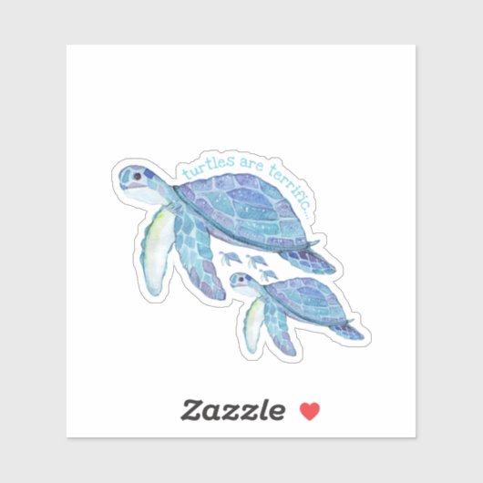 ウミガメ，青，かわいい，工芸 シール (シート)