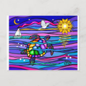 ウミガメ（青/ピンク） ポストカード (正面)