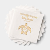 ウミガメ#5ベビーシャワーお祝い名日付 箔ナプキン (インサイチュ (積み重ね))