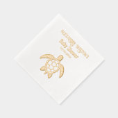 ウミガメ#5ベビーシャワーお祝い名日付 箔ナプキン (右)