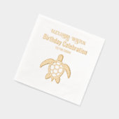 ウミガメ#5誕生日パーティーお祝い名日付 箔ナプキン (左)