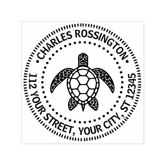ウミガメ#5N名差出人住所 セルフインキングスタンプ (デザイン)