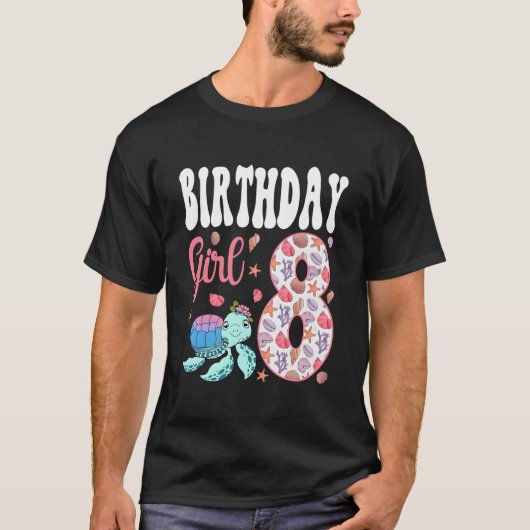 ウミガメ 8歳 海洋水族館 誕生日 Tシャツ (正面)