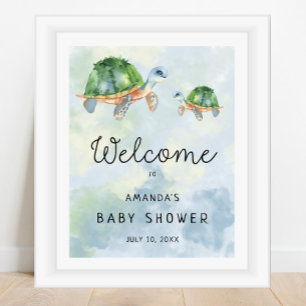 ウミガメ – BABY Shower Welcome Sign ポスター