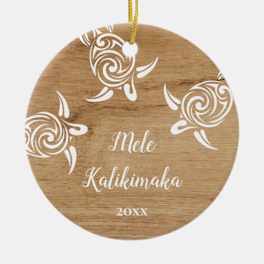 ウミガメ | Melle Kalikimaka |家族の写真 セラミックオーナメント (正面)