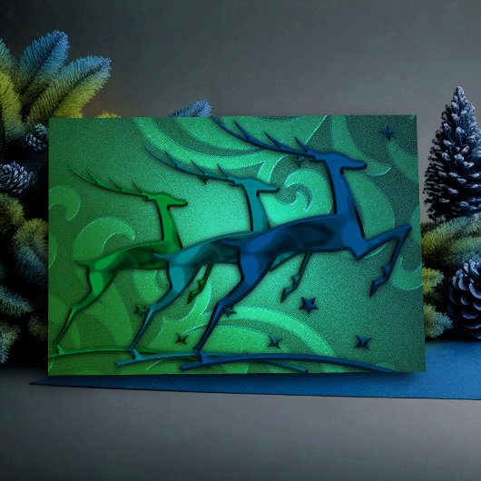 ウムアのデザインしたホリデーカード リンデンブルーとグリーン シーズンカード