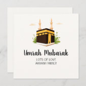 ウムラパーソナライズされた・ハッジ・ムバラク・イスラム・カード サンキューカード (正面/裏面)