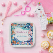 ウメお洒落ジンベイザメ誕生日 ペーパープレート (パーティー)