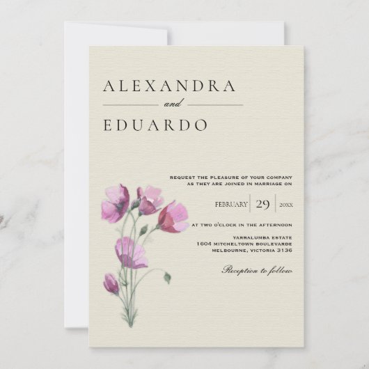 ウメ素朴フローラ結婚ズ 招待状 (正面)