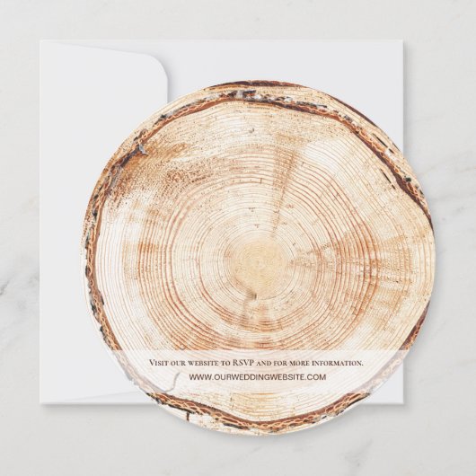 ウユニークェブサイト素朴の結婚テンプレート付き木材 招待状 (裏面)