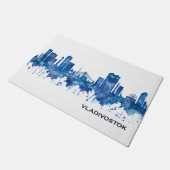 ウラジオストクRussiaスカイラインブルー ドアマット (アングル)