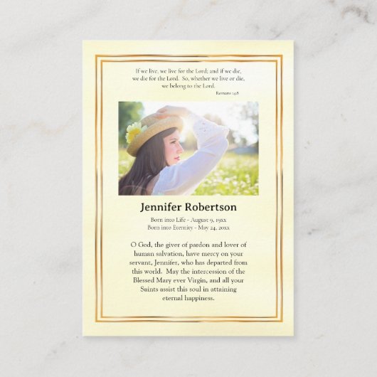 ウラジミール葬儀祈りの言葉カード プレイスカード (裏面)