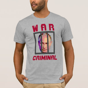 ウラジミール・プーチン戦争犯罪人の背後バー Tシャツ