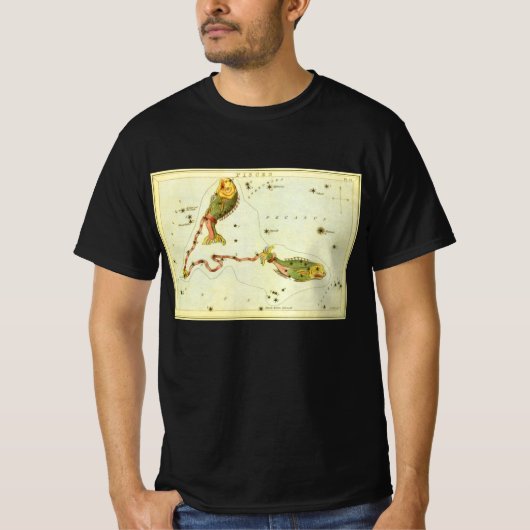 ウラニアの鏡の魚座の星図、ヴィンテージ Tシャツ (正面)
