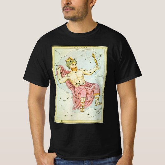 ウラニアの鏡、ビンテージ天文学の天体地図 Tシャツ (正面)