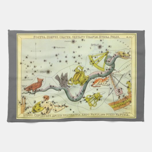 ウラニアの鏡、ヴィンテージ天文学 天体地図 キッチンタオル (横)