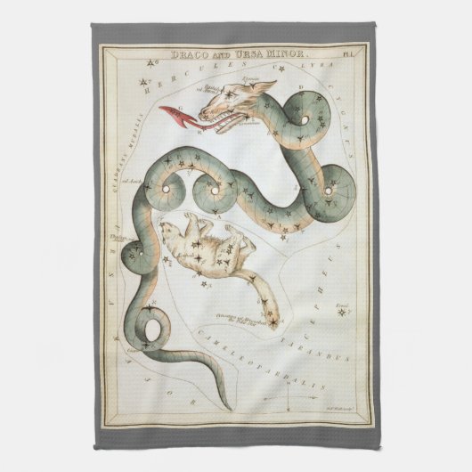 ウラニアの鏡、ヴィンテージ天文学 天体地図 キッチンタオル (縦)