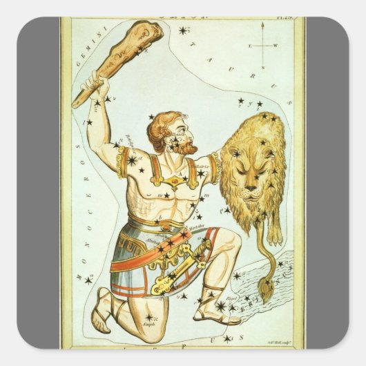 ウラニアの鏡、ヴィンテージ天文学 天体地図 スクエアシール (正面)